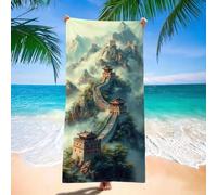 Serviette de Plage Grande Muraille Grande Serviette Microfibre 60x120 cm, Séchage Rapide, Ultraabsorbant Serviettes de Sport, Paysage Serviettes Plage Anti-Sable Légère, Camping, Vacances H-4149