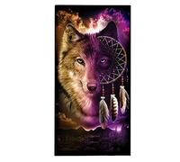 Serviette De Plage Grande Taille Homme Ado Garcon xxl Microfibre Serviette De Bain Personnalisée Adulte 3D Loup Lion Tigre Motif Noir Bleu Serviette Couverture Spa Nager Sport (marron,100x200)