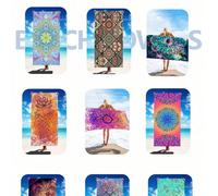 Serviette de plage imprimée en fibres ultra-fines à séchage rapide pour s'asseoir sur un transat, châle et serviette de bain, disponible en différentes tailles (70*140cm, 90*180cm ou 150*150cm rond av