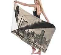 Serviette De Plage Microfibre,Vue sur Le Pont De Nuit De New York Grande Serviette De Plage Légère De Drap De Bain Parfaite pour Les Sports De Remise en Forme De Natation De Voyage D'Hôtel De Fami