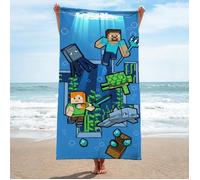 Serviette de plage - MINECRAFT - Aventure sous-marine - 71x147 cm - 100% coton - Bleu