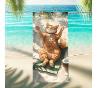Serviette de plage motif chat roux mignon, serviette de bain de soleil à séchage rapide, absorbante, douce, anti-sable, vacances d'été, piscine, salle de sport, essentiels de 157,7 x 78,7 cm