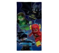 Serviette de plage officielle LEGO DC Superheroes Batman, Flash, Nightwing & Green Lantern - 70 x 140 cm - 100% coton