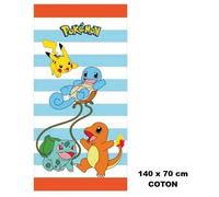 Serviette de plage Pokémon Unyqoos® Pikachu – Serviette de bain en microfibre 140 x 70 cm, multicolore (orange/noir), à séchage rapide et anti-sable