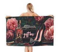 Serviette de plage pour femme, coffret cadeau élégant, parfum, talons hauts, serviette de bain ultra douce et légère en microfibre anti-sable pour l'extérieur, la salle de bain et la natation, 81 x 13
