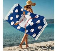 Serviette de plage rose pour femme avec pompon motif drapeau américain ballon football américain séchage rapide microfibre légère grande serviette plage avec vue sur la mer pour transat baignade surf