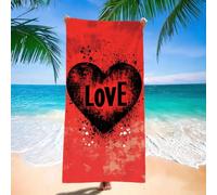 Serviette de Plage Rouge Grande Serviette Microfibre 100x200 cm, Séchage Rapide, Ultraabsorbant Serviettes de Sport, Amour Serviettes Plage Anti-Sable Portable Légère pour Camping, Vacances H-6027