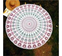 Serviette de plage Unyqoos® Mandala, 100% coton, multicolore, diamètre d'environ 68" – Tapis de yoga/de pique-nique bohème, nappe et décoration murale