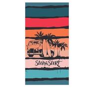 Serviette de plage Van rose et bleu 90x170cm 100% coton Jacquard