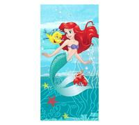 Serviette de plage Disney Princess Ariel 70 x 140 cm - 100% coton, toucher velours, bleu