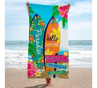 Serviette de Plage XXL 200x200 Planche de Surf - Drap Anti Sable à Séchage Rapide pour Femme, Homme, Enfant - Grande Taille pour Bain, Piscine, Camping - Motif Fleurs
