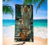 Serviette de Plage xxl 220x100 cm Serviette Microfibre, Ange Serviettes de Plage, Absorbante, Sans Sable, Séchage Rapide, Compacte Légère, pour Homme, Femme et Enfant, Camping, Voyages, Femme H-4730
