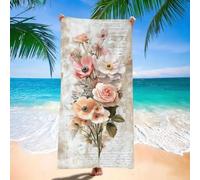 Serviette de Plage xxl 220x100 cm Serviette Microfibre, Fleur Serviettes de Plage, Absorbante, Sans Sable, Séchage Rapide, Compacte Légère, pour Homme, Femme et Enfant, Camping, Voyages, Rétro H-4532