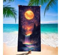 Serviette de Plage xxl 220x100 cm Serviette Microfibre, Lune Serviettes de Plage, Absorbante, Sans Sable, Séchage Rapide, Compacte Légère, pour Homme, Femme et Enfant, Camping, Voyages, Automne H-4576