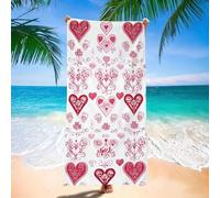 Serviette de Plage xxl 220x100 cm Serviette Microfibre, Rouge Serviettes de Plage, Absorbante, Sans Sable, Séchage Rapide, Compacte Légère, pour Homme, Femme et Enfant, Camping, Voyages, Amour H-4301