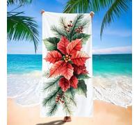 Serviette de Plage xxl 70x140 cm Serviette Microfibre, Rouge Serviettes de Plage, Absorbante, Sans Sable, Séchage Rapide, Compacte Légère, pour Homme, Femme et Enfant, Camping, Voyages, Fleur H-4304