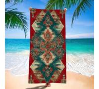 Serviette de Plage xxl 80x160 cm Serviette Microfibre, Rouge Serviettes de Plage, Absorbante, Sans Sable, Séchage Rapide, Compacte Légère, pour Homme, Femme et Enfant, Camping, Voyages, Bohême H-4240