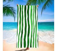 Serviette de Plage xxl 90x160 cm Serviette Microfibre, Vert Serviettes de Plage, Absorbante, Sans Sable, Séchage Rapide, Compacte Légère, pour Homme, Femme et Enfant, Camping, Voyages, Bande H-4979