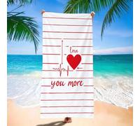Serviette de Plage xxl 90x200 cm Serviette Microfibre, Bande Serviettes de Plage, Absorbante, Sans Sable, Séchage Rapide, Compacte Légère, pour Homme, Femme et Enfant, Camping, Voyages, Amour H-5509