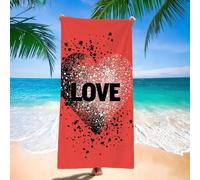 Serviette de Plage xxl 90x200 cm Serviette Microfibre, Rouge Serviettes de Plage, Absorbante, Sans Sable, Séchage Rapide, Compacte Légère, pour Homme, Femme et Enfant, Camping, Voyages, Amour H-6015