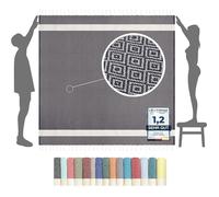 Serviette de Plage XXL Grande Taille 200x200 cm - Coton| Plaid Plage Fouta, Anti Sable , Femme Noir 200 x 200 TAPIS DE PIQUE NIQUE