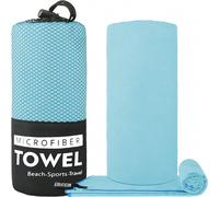 Serviette de sport en microfibre, bleu clair, multiformat, super douce, respirante et absorbante, idéale pour les activités de plein air, le yoga sur la plage, la course, portable, les voyages d'extér