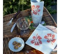 Serviette de table 40x40 Jetable Intissé Françoise PAVIOT Paquet de 20 - Hibiscus bleu
