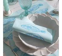 Serviette de table 40x40 Jetable Intissé Françoise PAVIOT Paquet de 20 - Poisson lumineux bleu