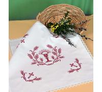 Serviette de table « Crucis 03 » pour panier de Pâques, 55 x 55 cm - Toile Aïda