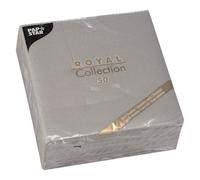 Papstar Serviette de table Royal Collection grise en ouate non tissé 40 x 40 cm – Paquet de 50