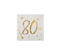 Santex Serviettes cocktail 6159-80 – 80 ans – métallisées or – sachet de 20