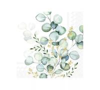Serviette de table Lunch 33X33 Jetable IHR Paquet de 20 - Bouquet d'eucalyptus or