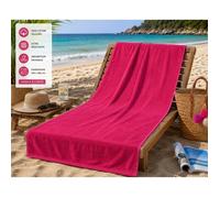 Serviette drap de plage velours 100 x 180 cm uni rose