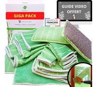 Serviette en microfibre en bambou - Lot de 10 - Lavable - Chiffon XXL pour vitres - Anti-peluches