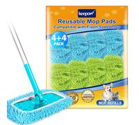 Serviette en microfibre pour mops, lot de 8, vert et bleu, pour utilisation à sec et humide