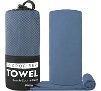 Serviette en microfibre ultra douce, respirante, absorbante et séchage rapide de couleur bleu marine, disponible en plusieurs tailles pour les activités en extérieur, la plage, le yoga, la course, les