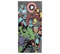 Serviette enfant Marvel Comics Avengers - Pour le bain, la plage et la piscine - 100 % coton, 71 x 147 cm - Serviette de plage fille ou garçon Spiderman, Captain America, Iron Man, Hulk, Thor