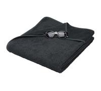 Beautissu Serviette pour Bain de Soleil XL Marbella Anthracite 70x200cm avec Capuche Anti-Glisse Extra Large pour la Plage