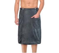 Serviette kilt sauna homme, drap bain grande taille, bouton réglable, gris, douche sauna spa gymnase plage piscine 70x140 cm