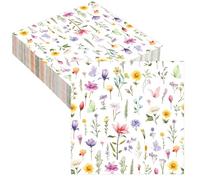 Serviette Papier Fleurs 20 Pièces Serviette De Table en Papier Jetables Serviettes Printemps Été Motif Floral Pour Anniversaire Communion Mariage Tea Party Pique Nique Fêtes de Famille Cocktail