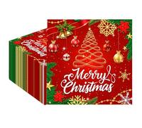 Serviette Papier Noel 40 Pièces 33 x 33 cm, Serviette de Table Noel Rouge avec Sapin Doré, Deco Table Noel pour Repas de Fête, Deco Table de Noel et Deco de Table Noel, Décoration Festive