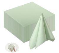 Serviette Papier Vert, 100 Serviettes de Table Vert Sauge, Sauge Serviette Papier Anniversaire pour Mariage Dîner Anniversaire de Mariage Cocktail Décoration de Table 25x25cm
