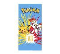 Serviette Pokémon Pikachu vs Scorbunny pour Salle de Bain, Sport, Piscine ou Plage 100% Coton pour garçons, Enfants, Enfants en Taille 140 cm x 70 cm
