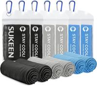 Serviette rafraîchissante 100 x 30 cm - Serviette de Gym en Microfibre pour Hommes ou Femmes - Serviettes Froides - pour Yoga, Gym, Voyage, Camping, Golf et Sports de Plein air (2 Noirs, 2 Bleus et 2
