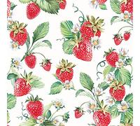 Servietten Essen und Trinken Lot de 20 fraises cueillies dans le jardin - Baies fr?hStück - Décoration de table pour fête, bricolage, découpage, technique de serviettage - 33 x 33 cm