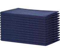Serviettes, 50 cm x 50 cm, bleu marine, 100 % coton, tissu épais, coins arrondis, lot de 12