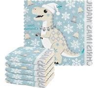 Serviettes de cuisine - Ensemble de torchons de cuisine - Nettoyage de la cuisine - Doux et absorbants - 6 pièces - Bleus avec des dinosaures