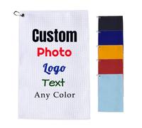 Serviettes de golf personnalisées avec photo, serviette en microfibre pour sacs de golf avec clip - 40,6 x 61 cm - Monogramme de texte personnalisé - Accessoires pour hommes et femmes - Cadeaux