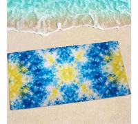 Serviettes de Plage Microfibre, Serviette de Bain Grande Taille 120x60 cm, Drap De Plage à SéChage Rapide, Serviette Piscine Anti-Sable Portable Légère, Douce et Durable pour Bain, Bleu, Jaune 0e-330