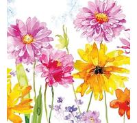 Serviettes de table - AMBIENTE - Paquet de 20 - 3 plis - 33x33cm - En papier de soie - Jetable - Motif fleurs de joie